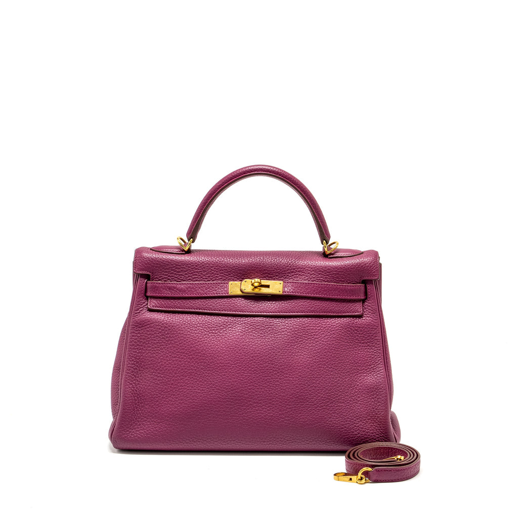 HERMES KELLY 32 CLEMENCE PURPLE TOSCA GHW