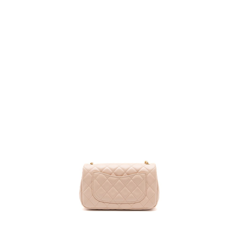 CHANEL PEARL CRUSH MINI RECTANGULAR FLAP BAG LAMBSKIN LIGHT PINK GHW (MICROCHIP)