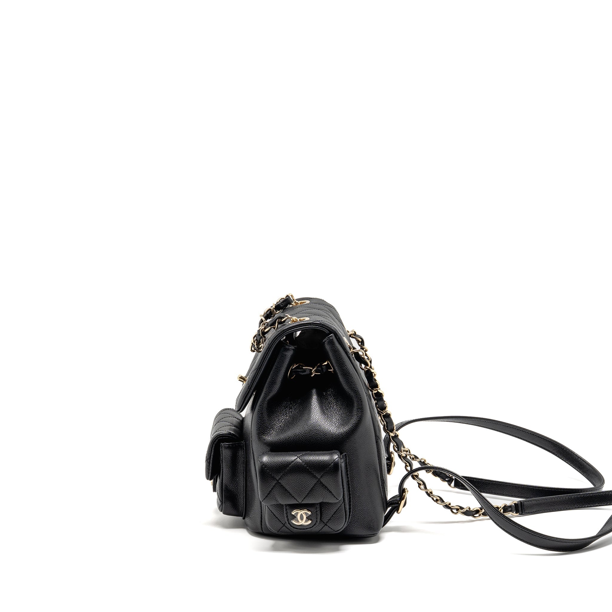 CHANEL TRIPLE POCKET BACKPACK CAVIAR BLACK LGHW (MICROCHIP)