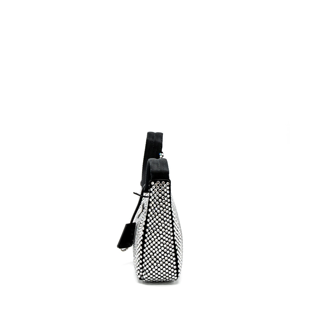PRADA RE-EDITION 2000 MINI-BAG SATIN/CRYSTAL BLACK SHW