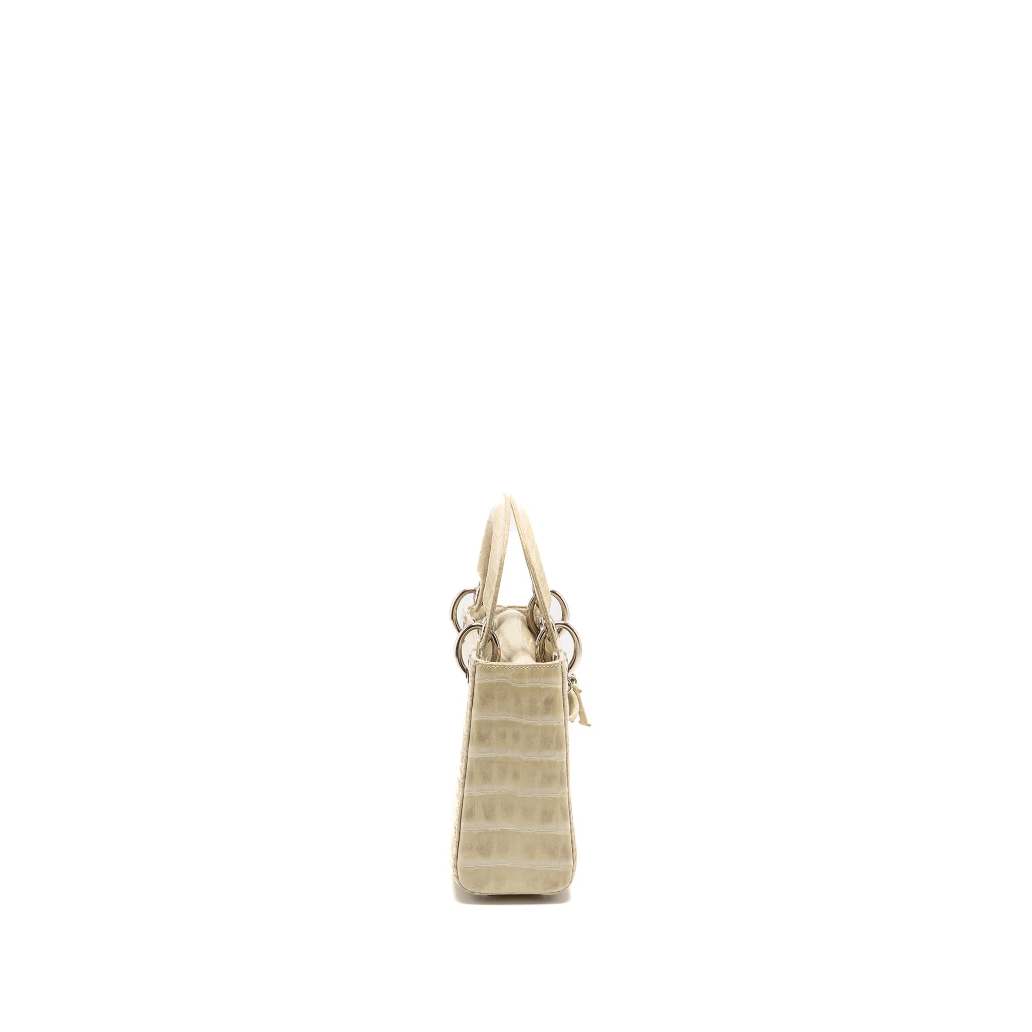 DIOR MINI LADY DIOR HIMALAYAN CROCODILE WHITE SHW