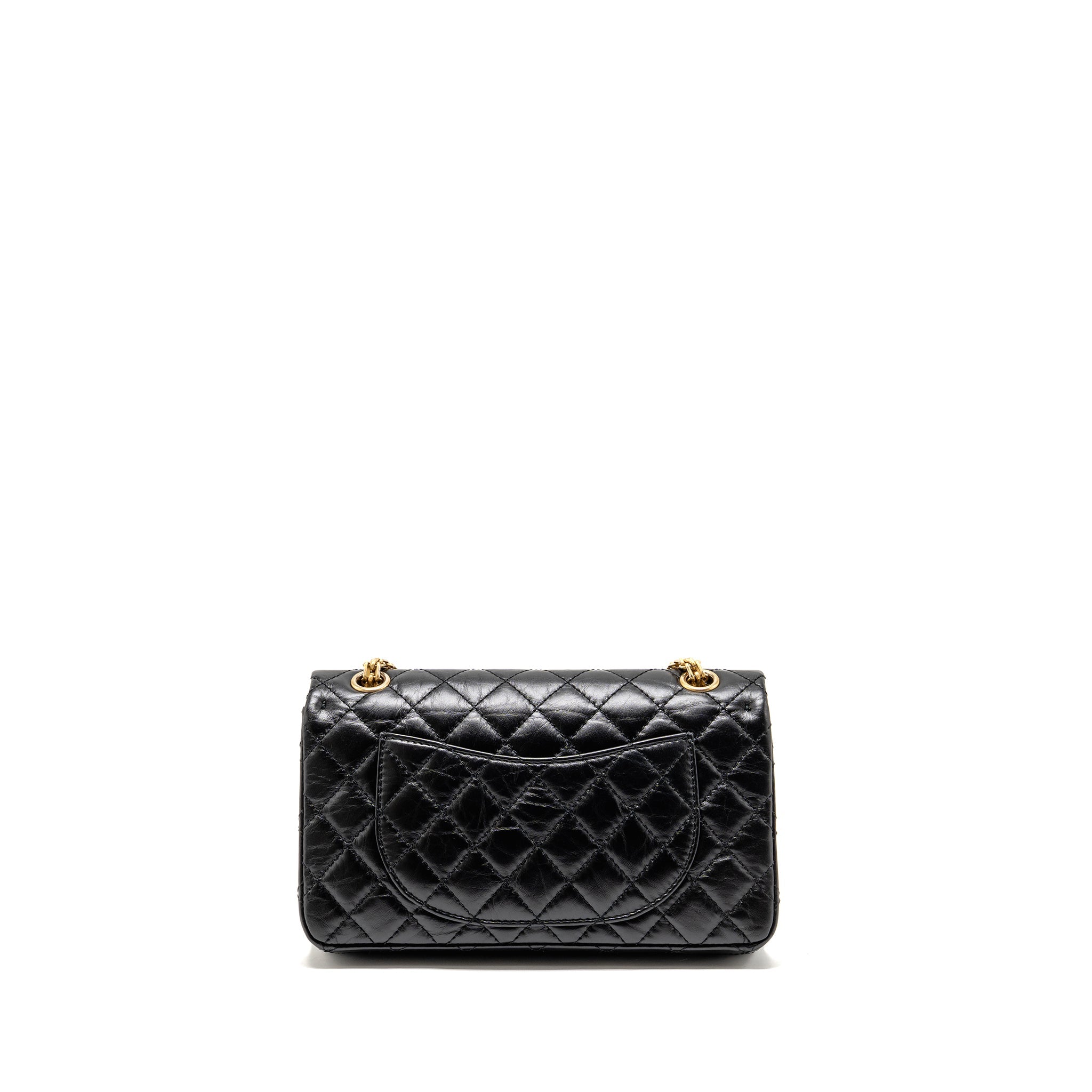 CHANEL SMALL 2.55 REISSUE FLAP BAG AGED CALFSKIN BLACK GHW