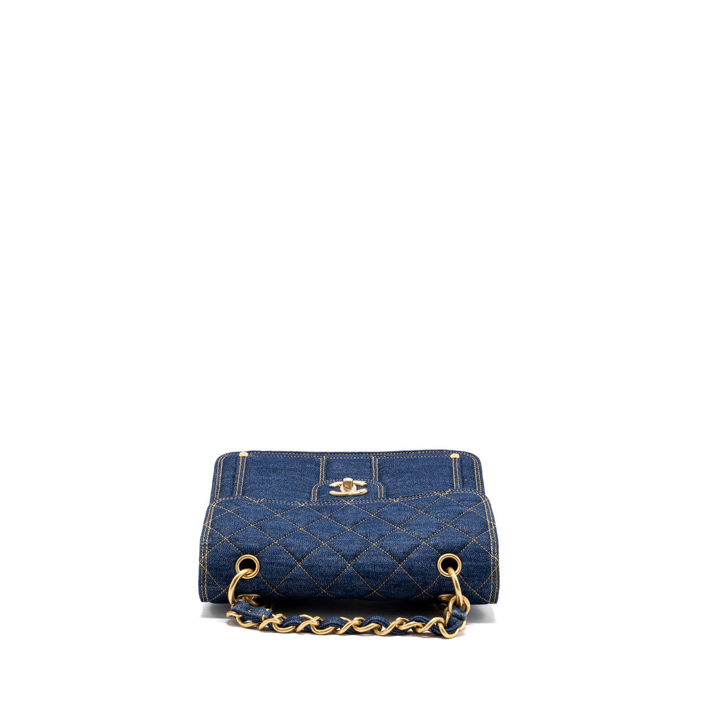 CHANEL 23S FLAP BACKPACK DENIM BLUE WITH GHW (MICROCHIP)