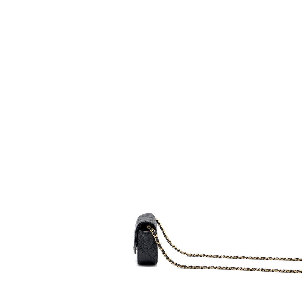 CHANEL MINI CLUTCH WITH CHAIN CAVIAR BLACK LGHW (MICROCHIP)