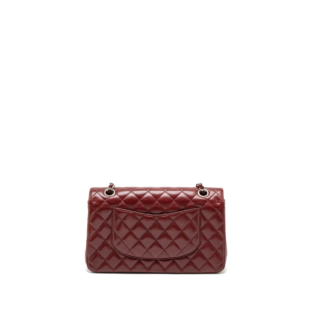 CHANEL MEDIUM CLASSIC DOUBLE FLAP BAG CAVIAR DARK RED SHW