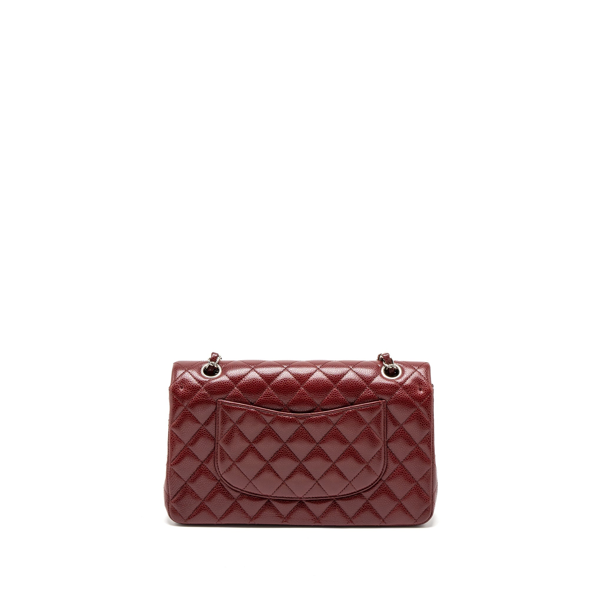 CHANEL MEDIUM CLASSIC DOUBLE FLAP BAG CAVIAR DARK RED SHW