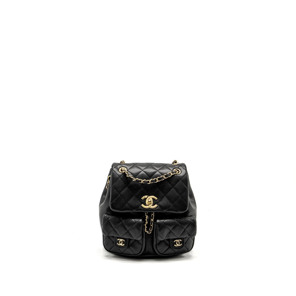 CHANEL TRIPLE PACK BACKPACK CAVIAR BLACK LGHW (MICROCHIP)
