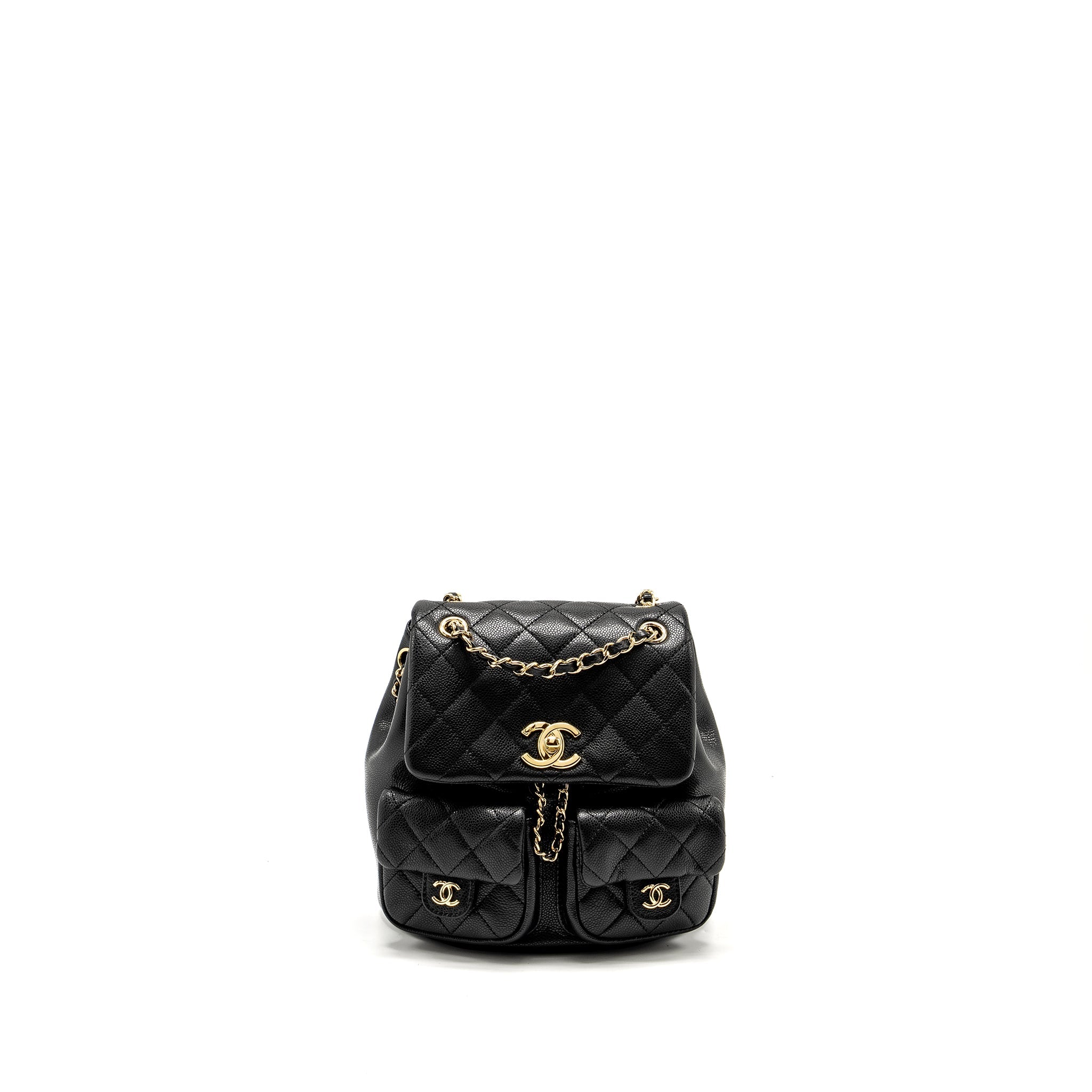 CHANEL TRIPLE PACK BACKPACK CAVIAR BLACK LGHW (MICROCHIP)