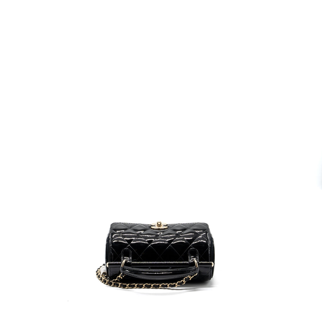 CHANEL SMALL TRENDY CC DUAL FLAP BAG PATENT BLACK LGHW (MICROCHIP)