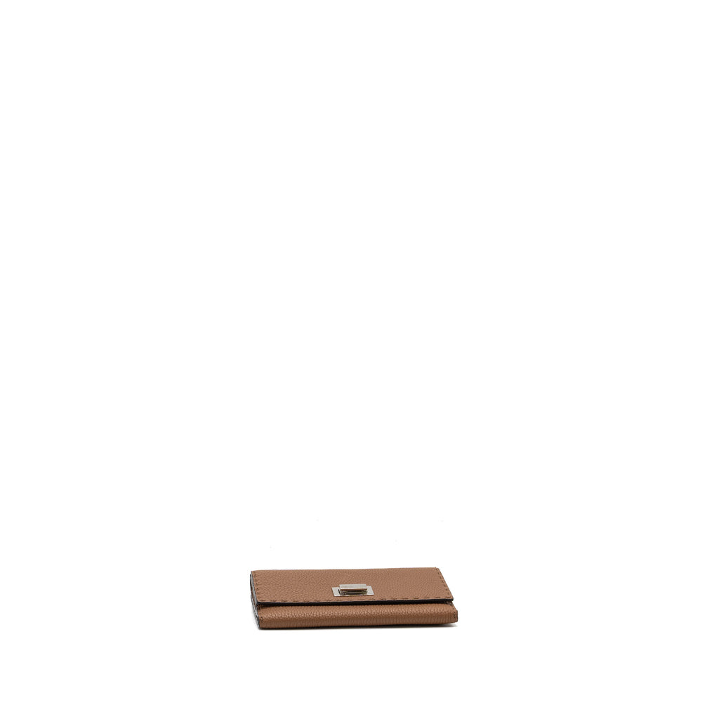 FENDI PEEKABOO CONTINENTAL WALLET WITH TOPSTITCHING LEATHER BROWN SHW