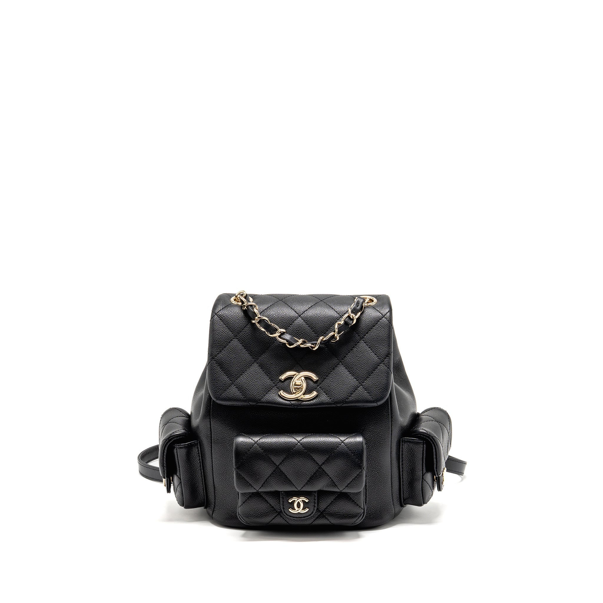CHANEL TRIPLE POCKET BACKPACK CAVIAR BLACK LGHW (MICROCHIP)