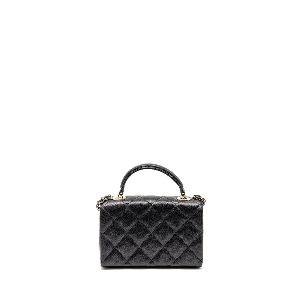 CHANEL TOP HANDLE QUILTED CC FLAP BAG CAVIAR BLACK LGHW (MICROCHIP)