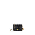 CHANEL PEARL CRUSH MINI SQUARE FLAP BAG LAMBSKIN BLACK GHW (MICROCHIP)