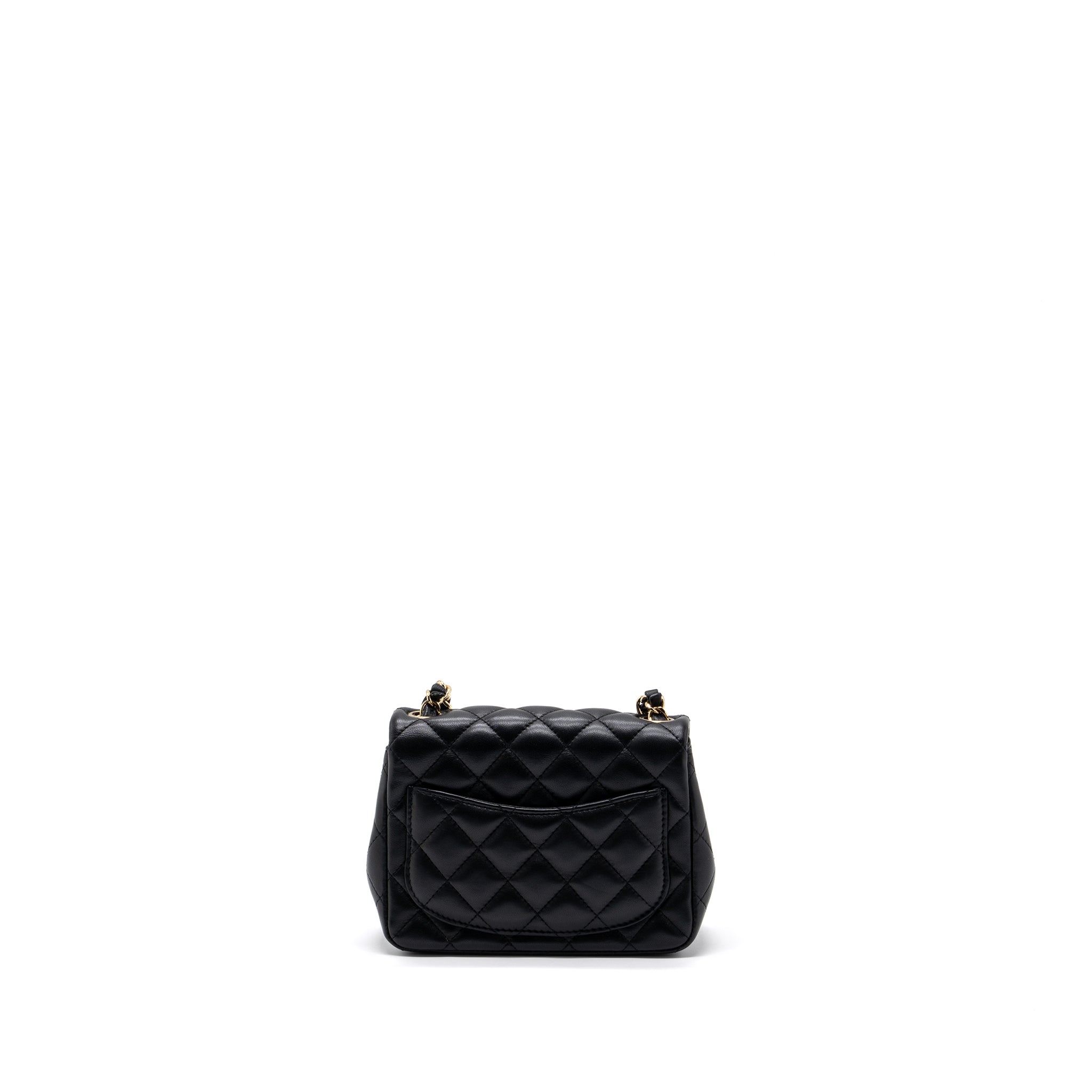 CHANEL CLASSIC MINI SQUARE FLAP BAG LAMBSKIN BLACK LGHW