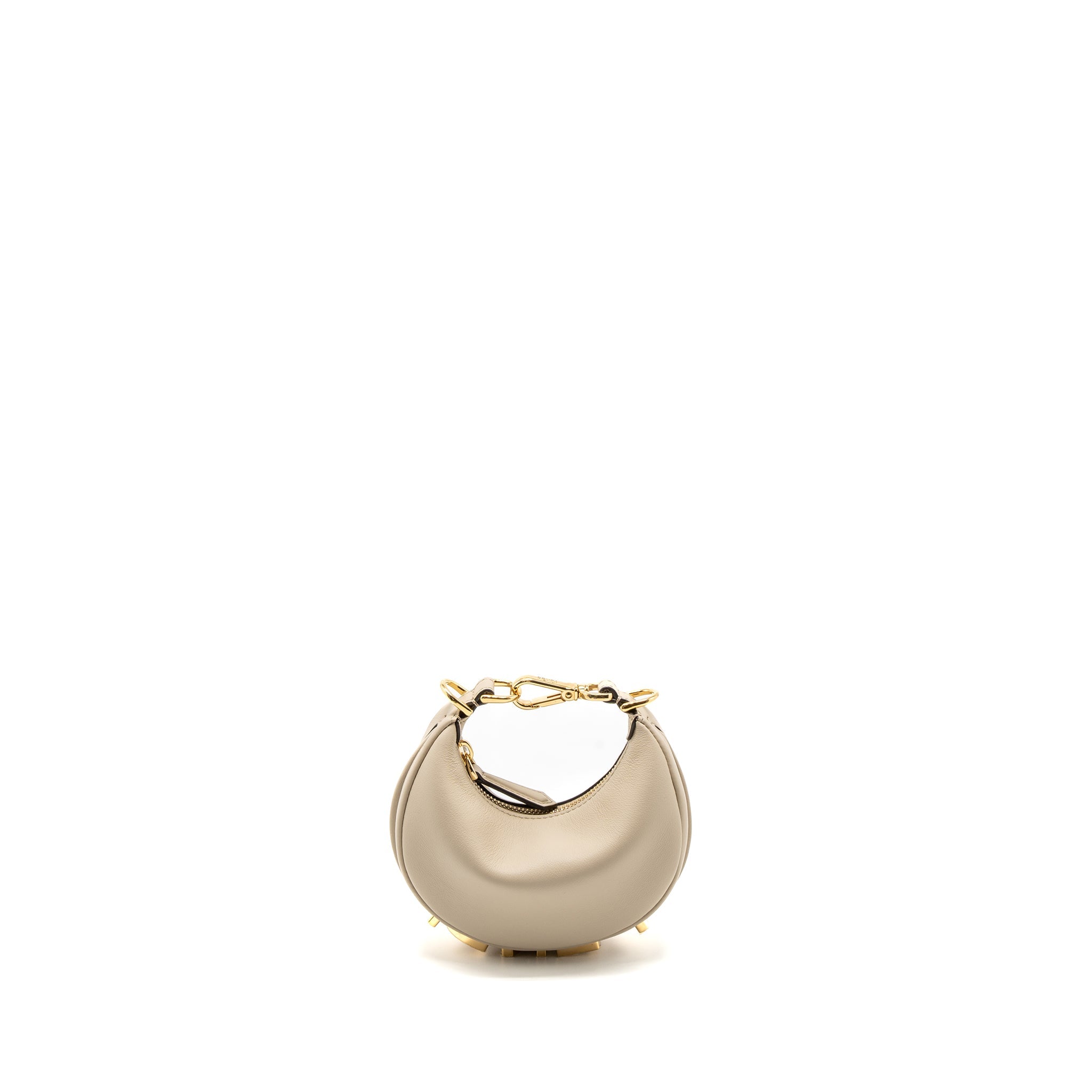 FENDI NANO FENDIGRAPHY LEATHER CHARM CALFSKIN BEIGE GHW