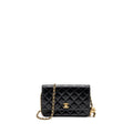 CHANEL PEARL CRUSH WALLET ON CHAIN LAMBSKIN BLACK GHW (MICROCHIP)