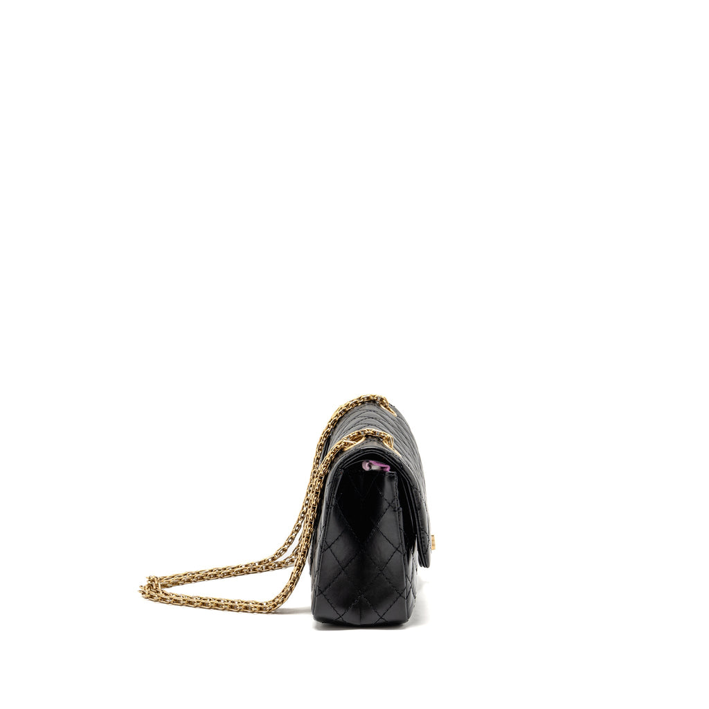 CHANEL SMALL 2.55 REISSUE FLAP BAG AGED CALFSKIN BLACK GHW