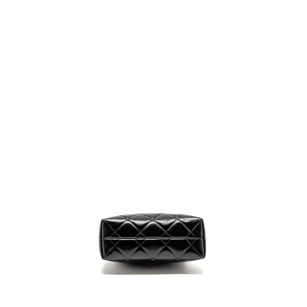 CHANEL 24B TWIST CHAIN TOP HANDLE HOBO LUNCH BOX BAG LAMBSKIN BLACK GHW (MICROCHIP)