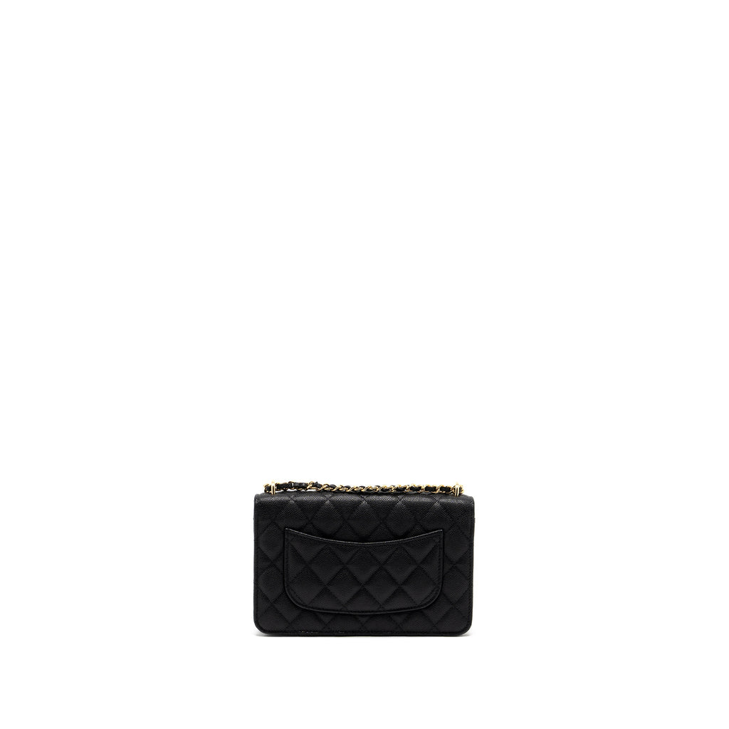 CHANEL WALLET ON CHAIN WITH POCKET BLACK CAVIAR GHW (MICROCHIP)
