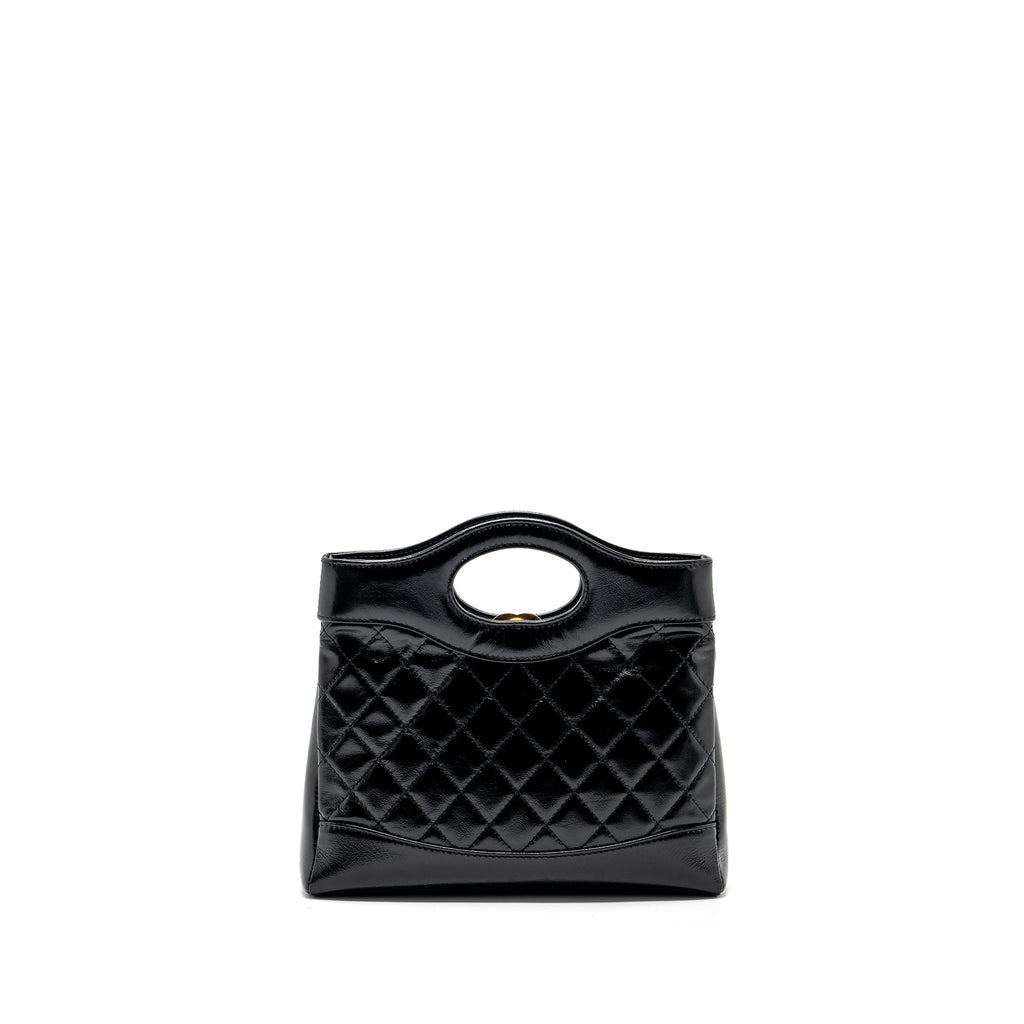 CHANEL 23C MINI 31 BAG SHINY CALFSKIN BLACK LGHW (MICROCHIP)