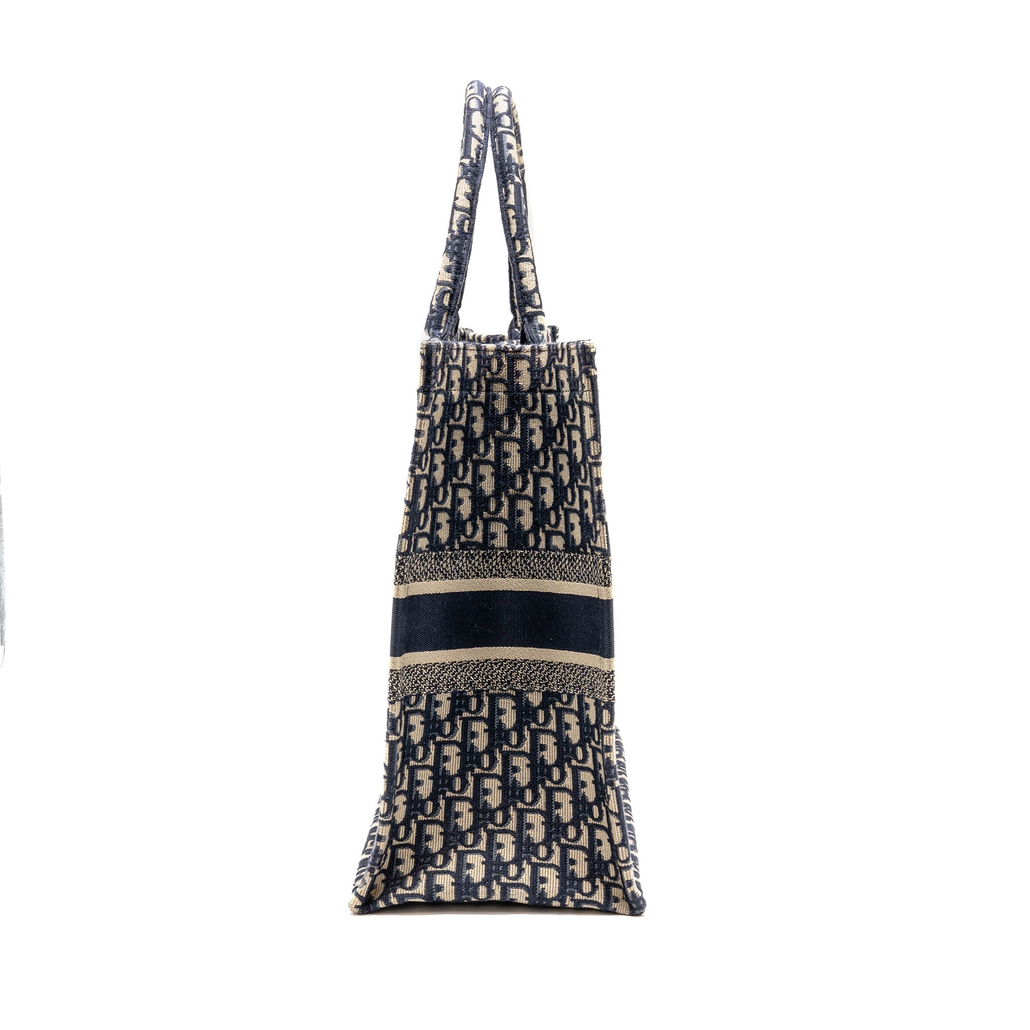 DIOR LARGE BOOK TOTE OBLIQUE EMBROIDERY ECRU/BLUE