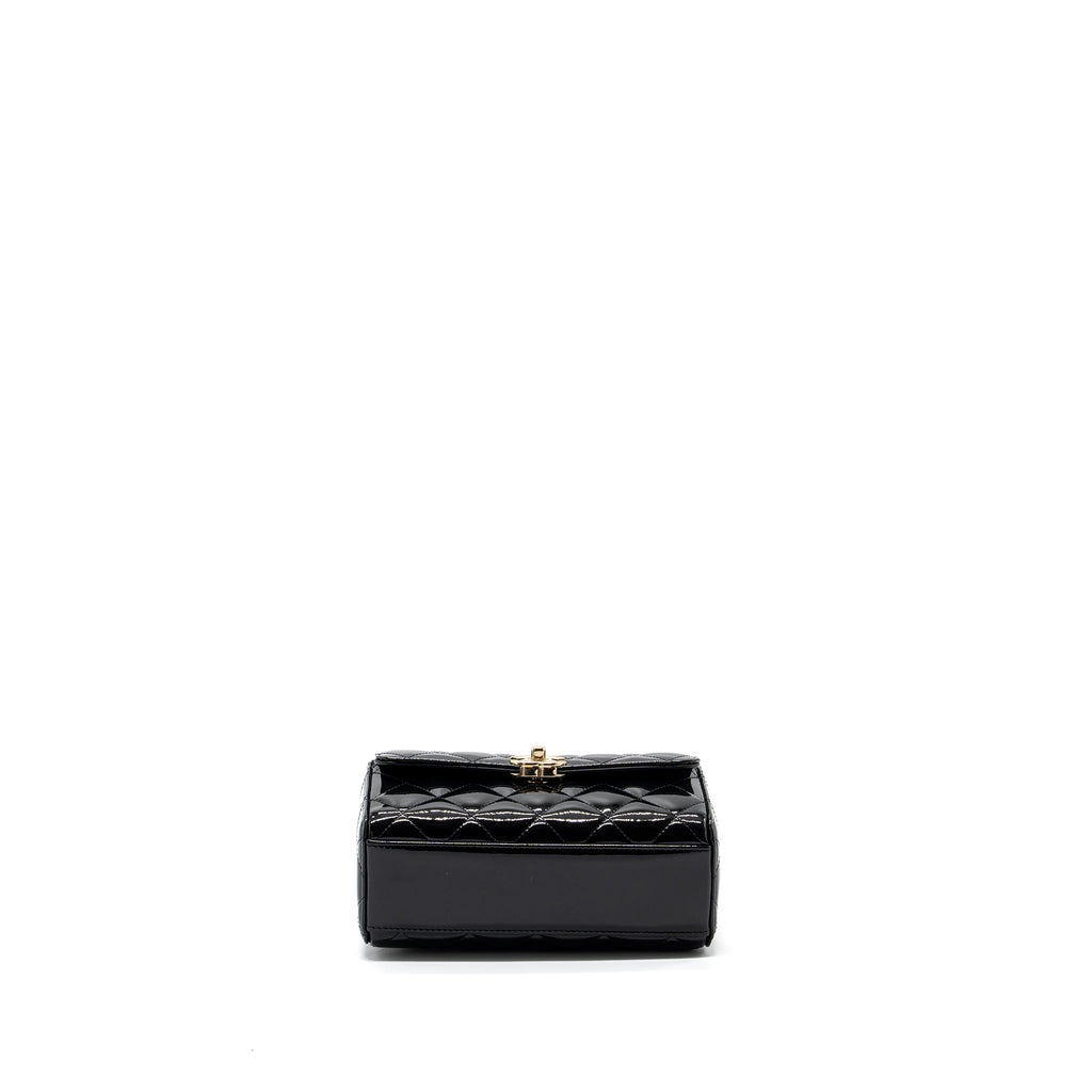 CHANEL SMALL TRENDY CC DUAL FLAP BAG PATENT BLACK LGHW (MICROCHIP)