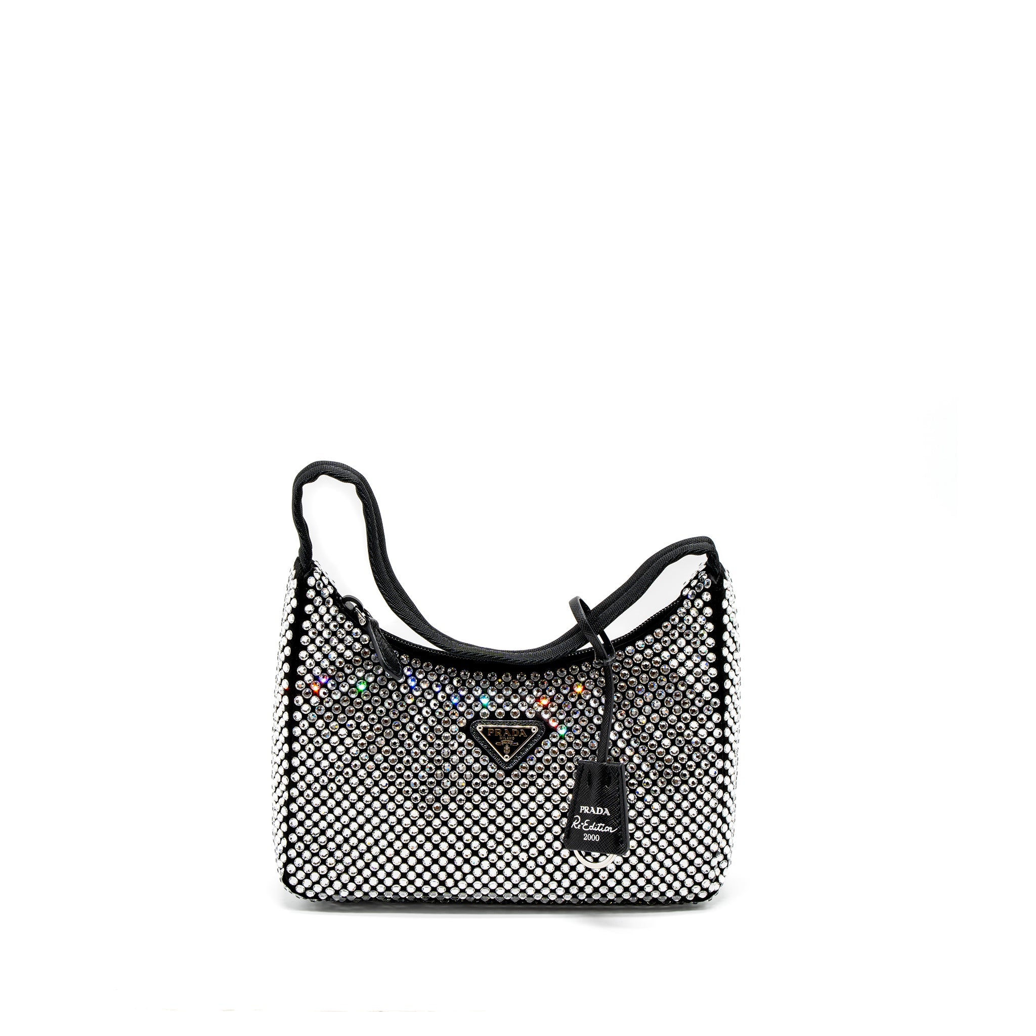 PRADA RE-EDITION 2000 MINI-BAG SATIN/CRYSTAL BLACK SHW