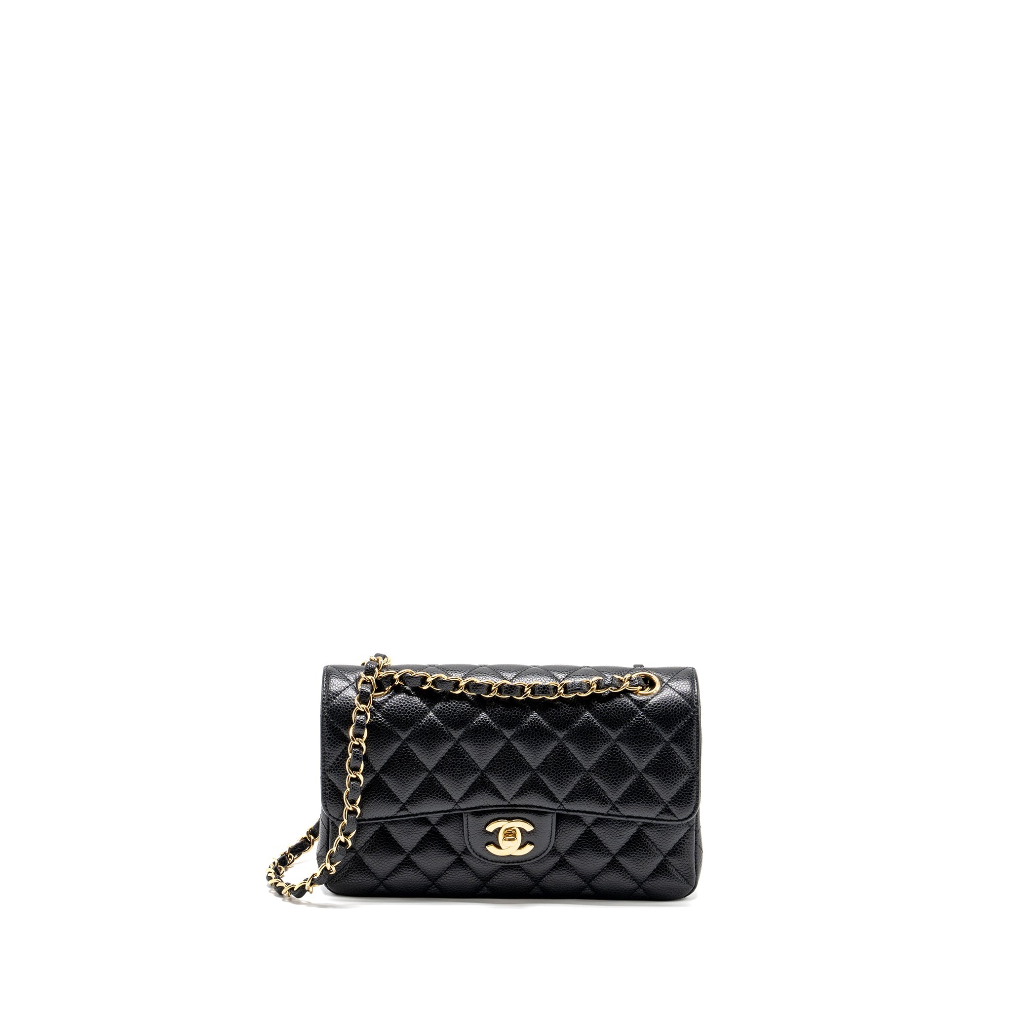CHANEL SMALL CLASSIC DOUBLE FLAP BAG CAVIAR BLACK GHW