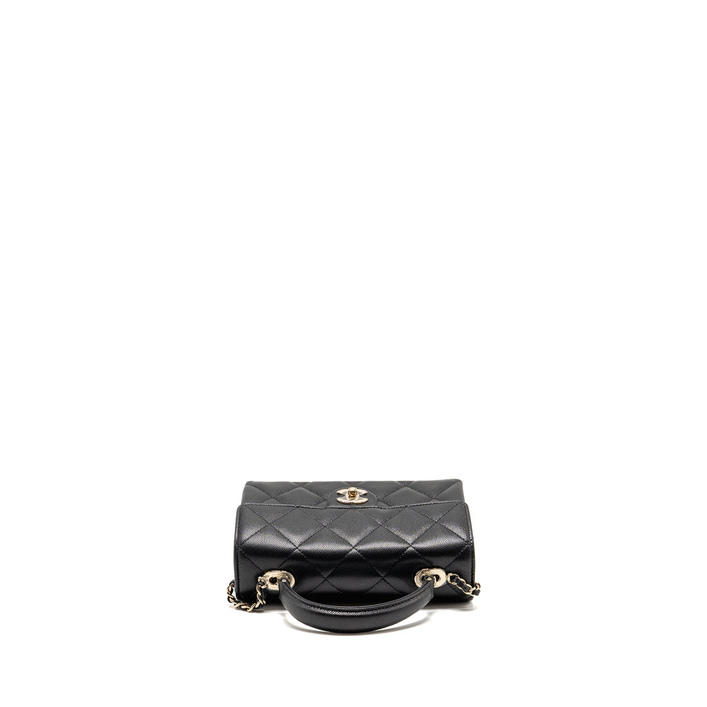 CHANEL TOP HANDLE QUILTED CC FLAP BAG CAVIAR BLACK LGHW (MICROCHIP)