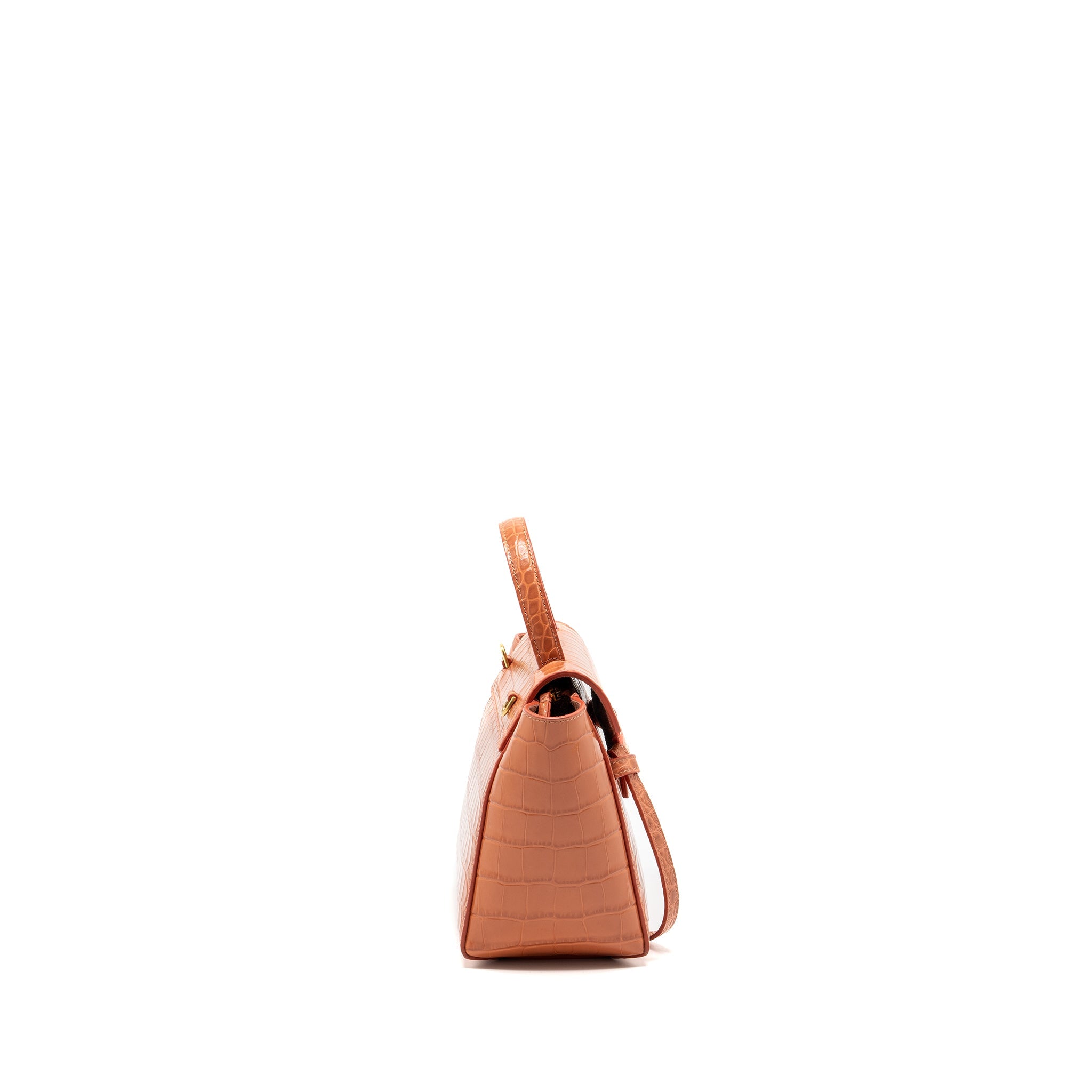 CELINE NANO BELT BAG CROC EMBOSSED CALFSKIN LYCHEE PINK GHW