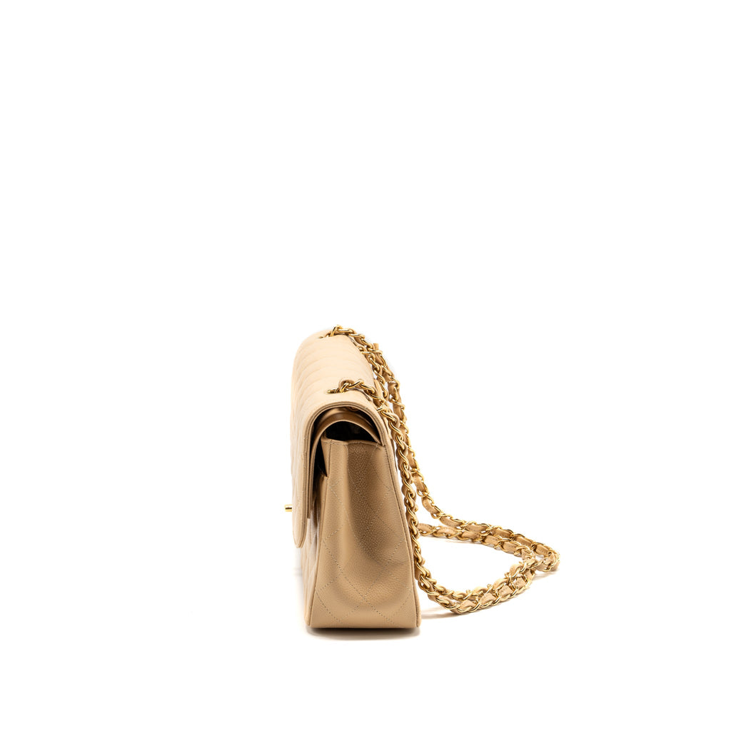CHANEL JUMBO CLASSIC DOUBLE FLAP CAVIAR BEIGE LGHW (MICROCHIP)