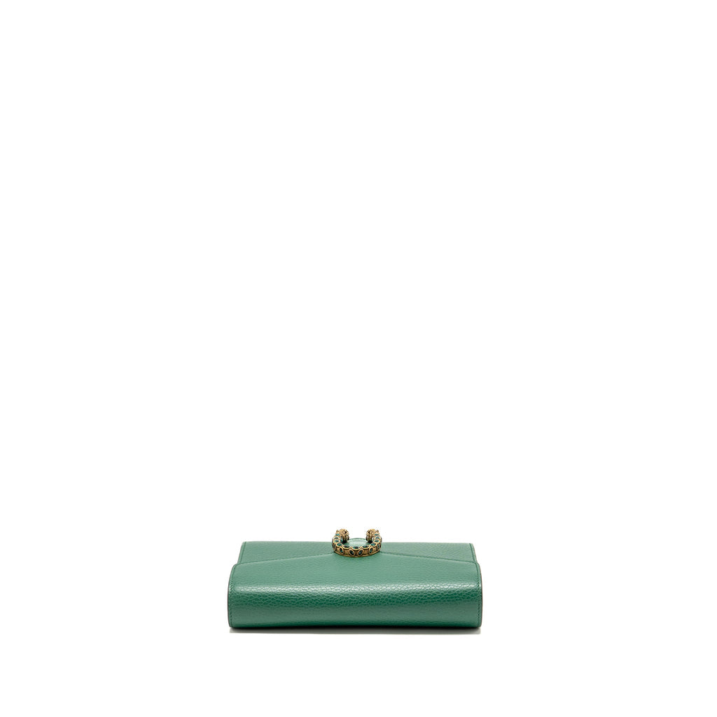GUCCI MINI DIONYSUS WALLET ON CHAIN CALFSKIN GREEN MULTICOLOUR HARDWARE