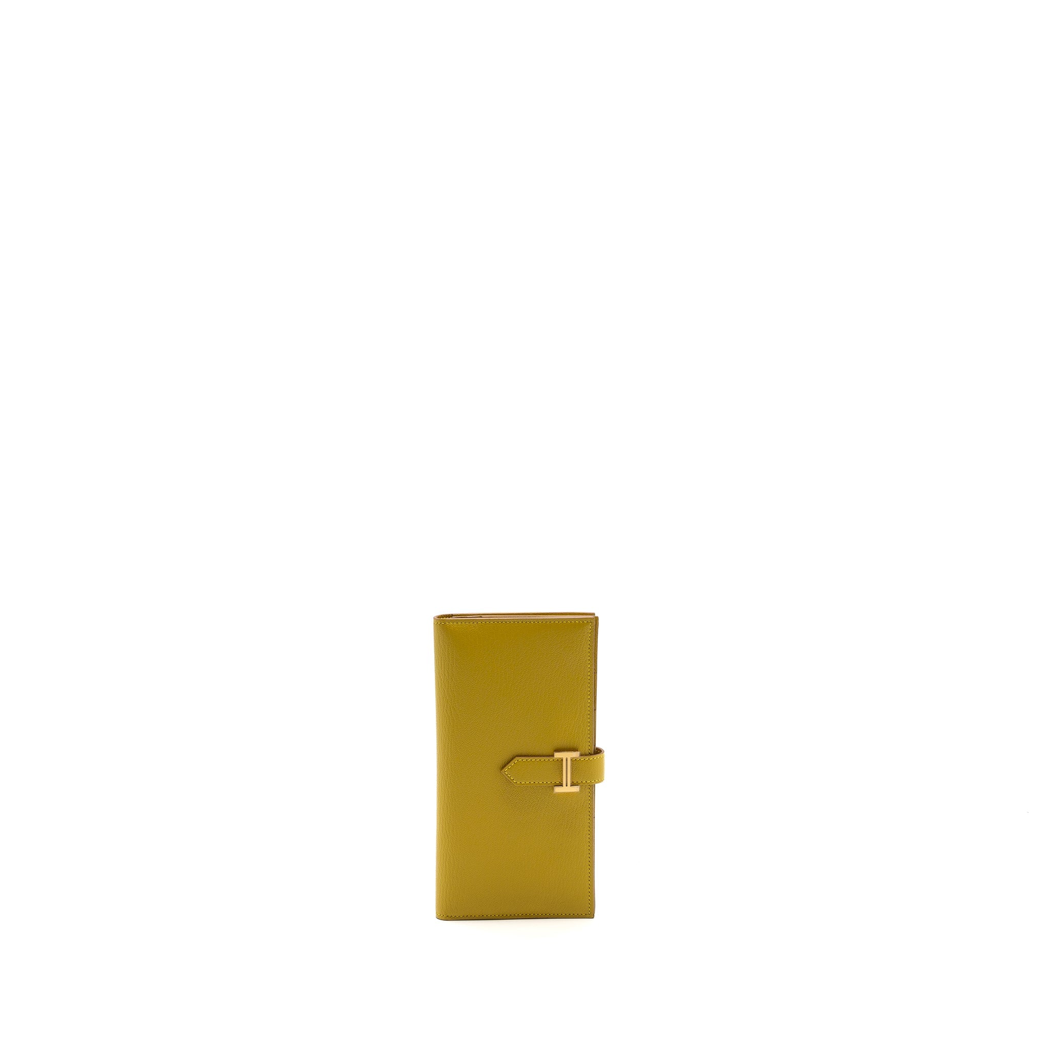 HERMES BEARN LONG WALLET CHEVRE MYSORE 2P CUMIN GHW