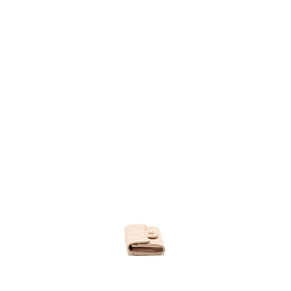 CHANEL CLASSIC FLAP CARD HOLDER CAVIAR LIGHT BEIGE LGHW