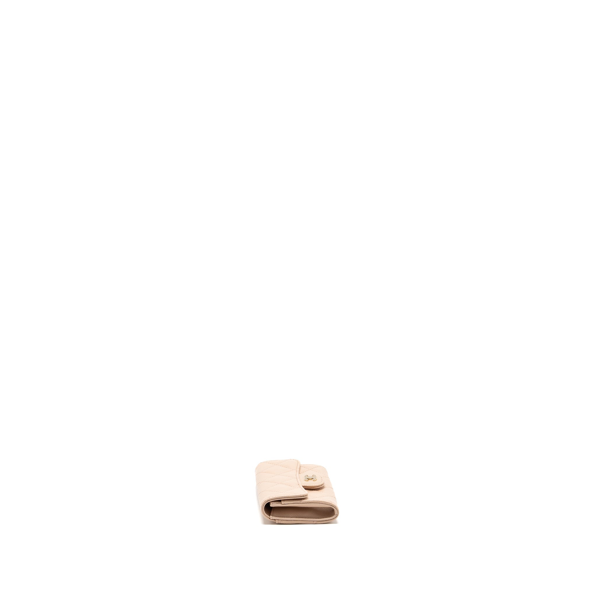 CHANEL CLASSIC FLAP CARD HOLDER CAVIAR LIGHT BEIGE LGHW