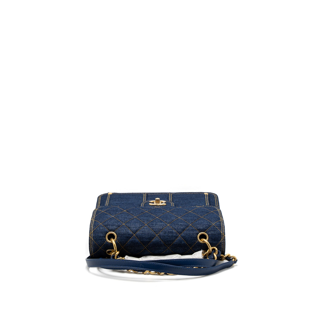 CHANEL 23S FLAP BACKPACK DENIM BLUE BRUSHED GHW (MICROCHIP)
