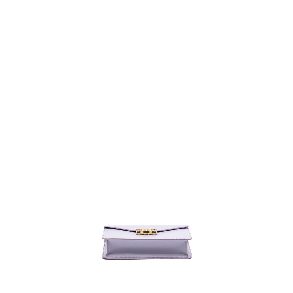 CELINE TRIOMPHE WALLET ON CHAIN MARGO SHINY CALFSKIN LIGHT LAVENDER GHW