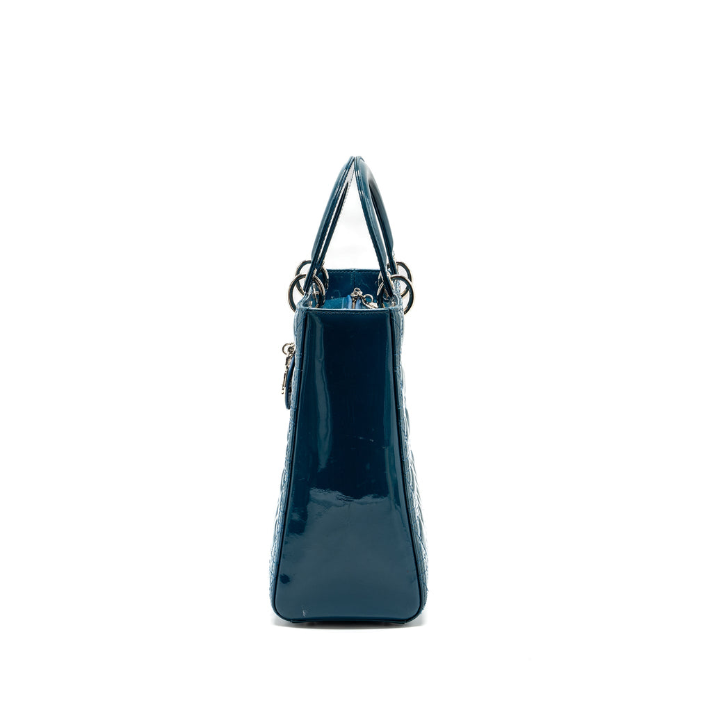 DIOR LARGE LADY DIOR PATENT BLUE SHW