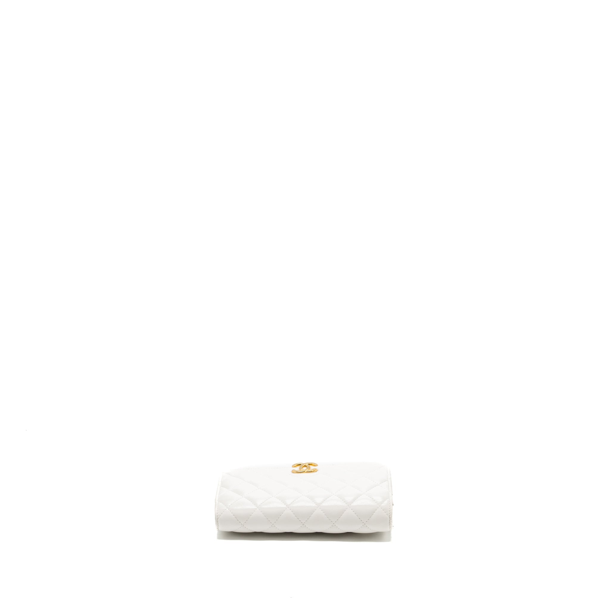 CHANEL GIANT CHAIN CLASSIC WALLET ON CHAIN LAMBSKIN WHITE MULTICOLOUR HARDWARE (MICROCHIP)