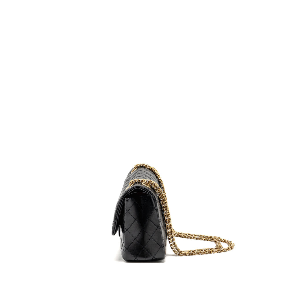 CHANEL SMALL 2.55 REISSUE FLAP BAG AGED CALFSKIN BLACK GHW