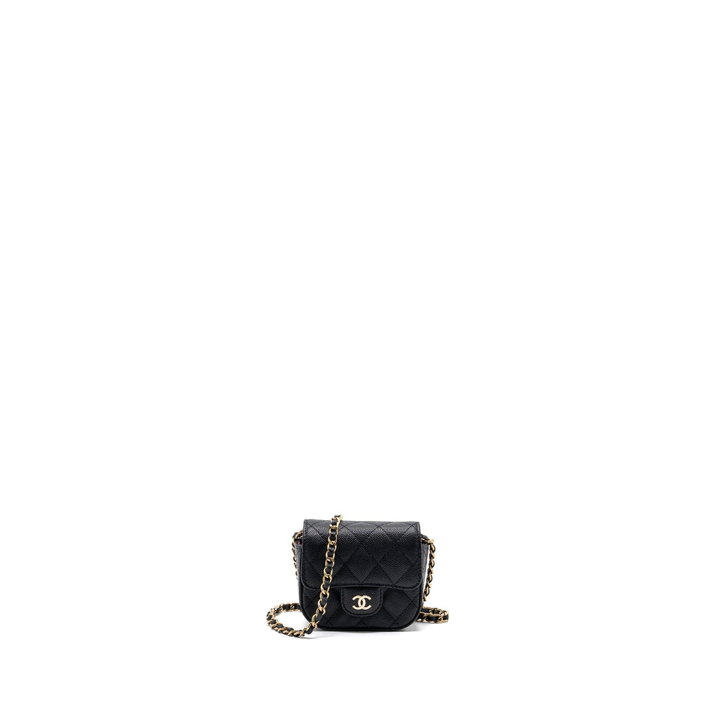 CHANEL MINI CLUTCH WITH CHAIN CAVIAR BLACK LGHW (MICROCHIP)