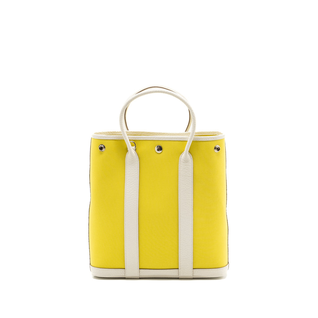 HERMES GARDEN FILE 28 CANVAS / LEATHER LIME/ BLANC SHW