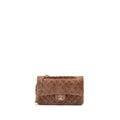 CHANEL MEDIUM CLASSIC DOUBLE FLAP BAG SUEDE LEATHER LIGHT BROWN LGHW (MICROCHIP )