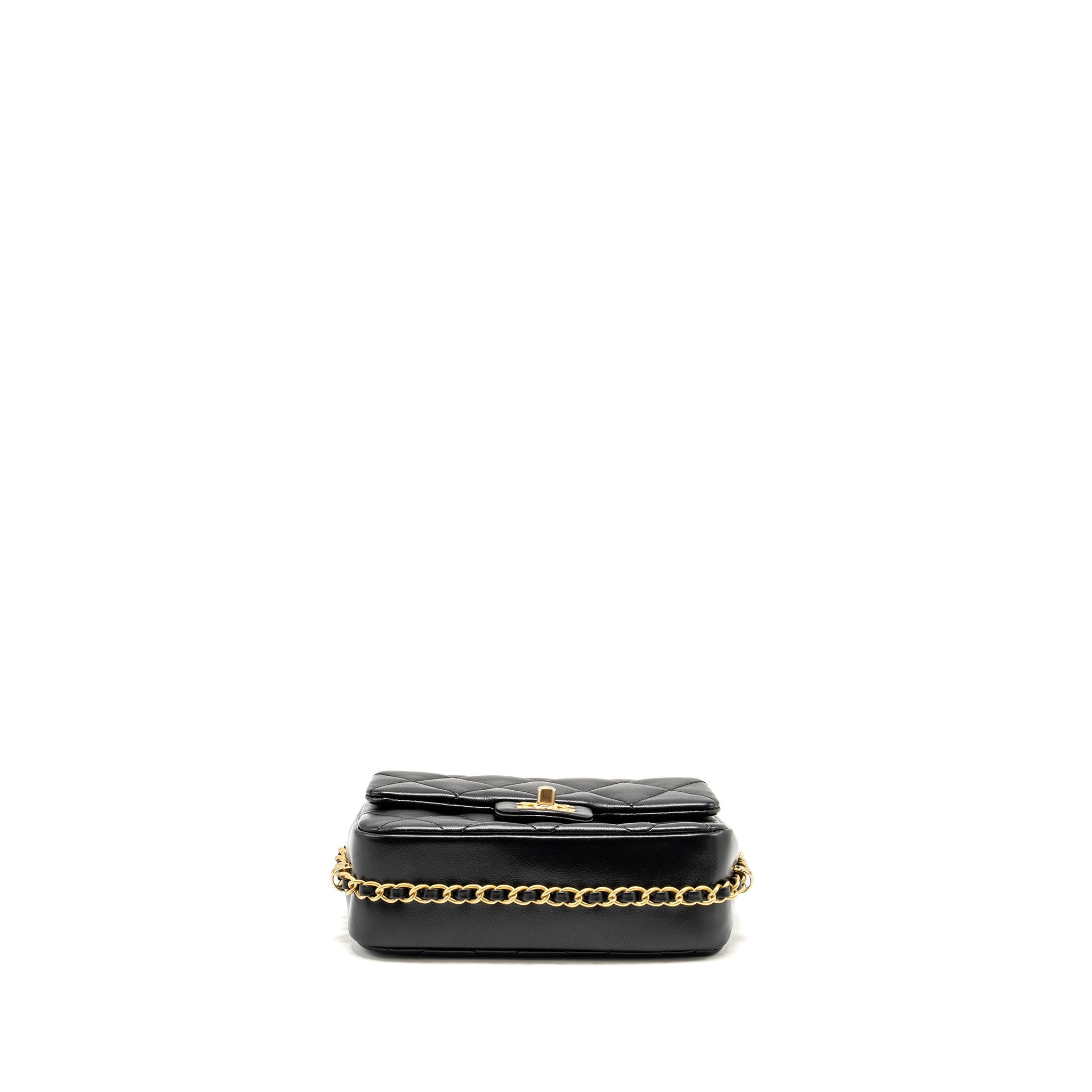 CHANEL MINI COCO CC LOGO QUILTED FLAP BAG LAMBSKIN BLACK GHW (MICROCHIP)