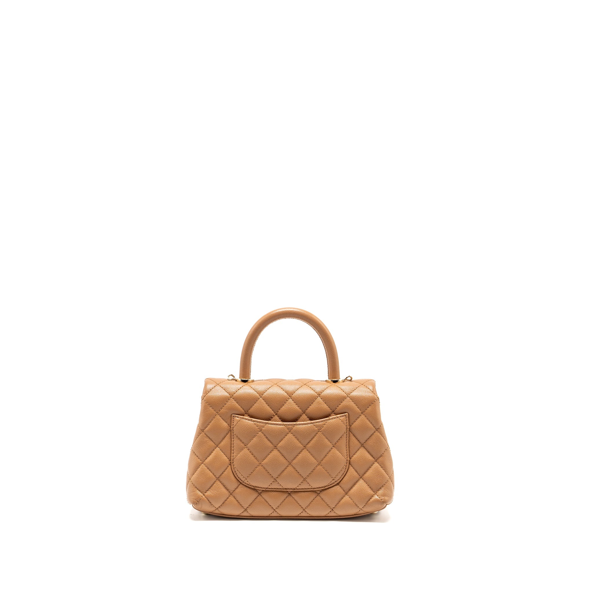CHANEL 21P SMALL COCO HANDLE CAVIAR CARAMEL LGHW