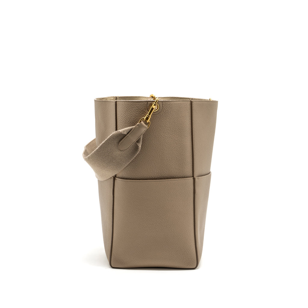 CELINE SANGLE BUCKET BAG CALFSKIN LIGHT GREY GHW