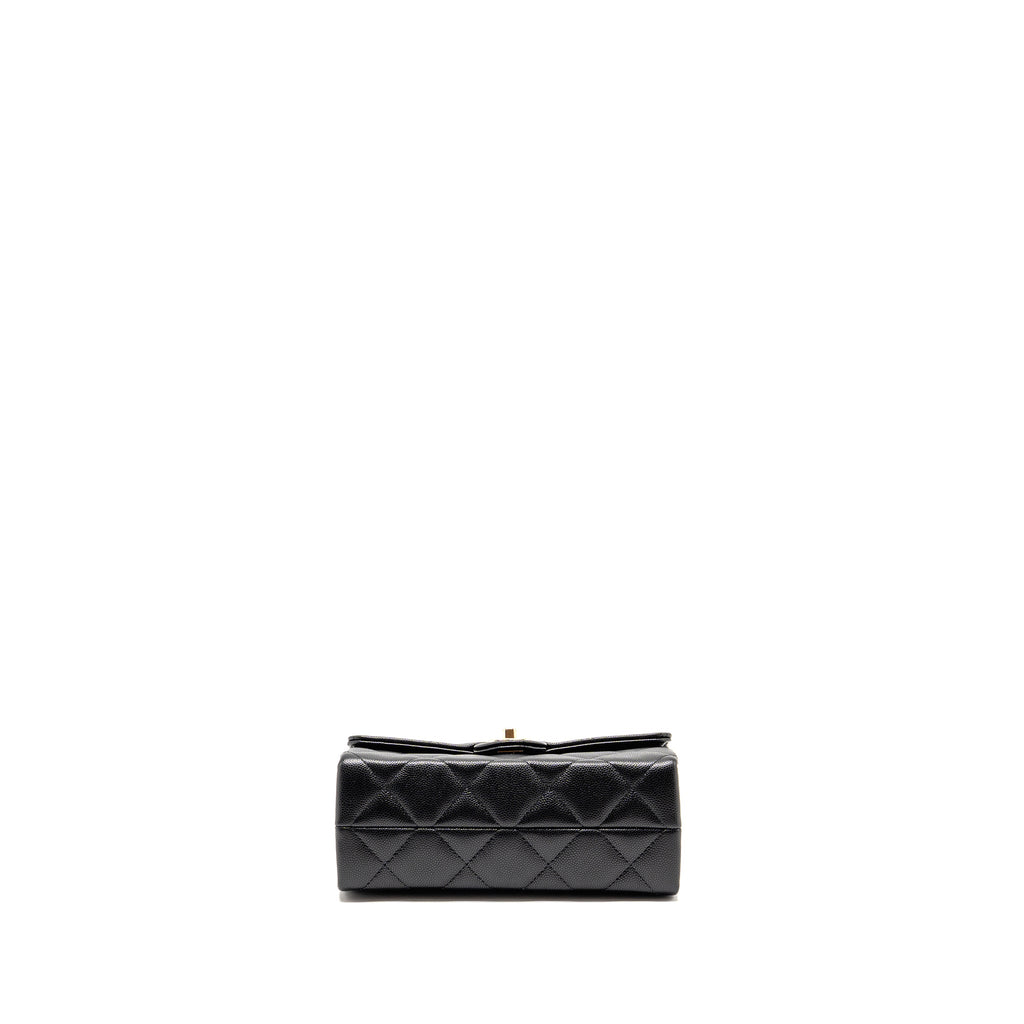 CHANEL TOP HANDLE QUILTED CC FLAP BAG CAVIAR BLACK LGHW (MICROCHIP)