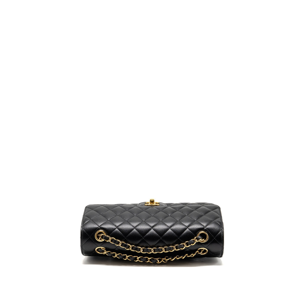 CHANEL MEDIUM CLASSIC DOUBLE FLAP BAG CAVIAR BLACK GHW (MICROCHIP)