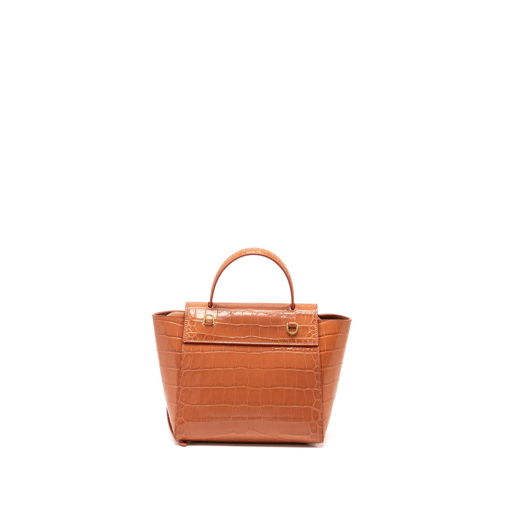 CELINE NANO BELT BAG CROC EMBOSSED CALFSKIN LYCHEE PINK GHW