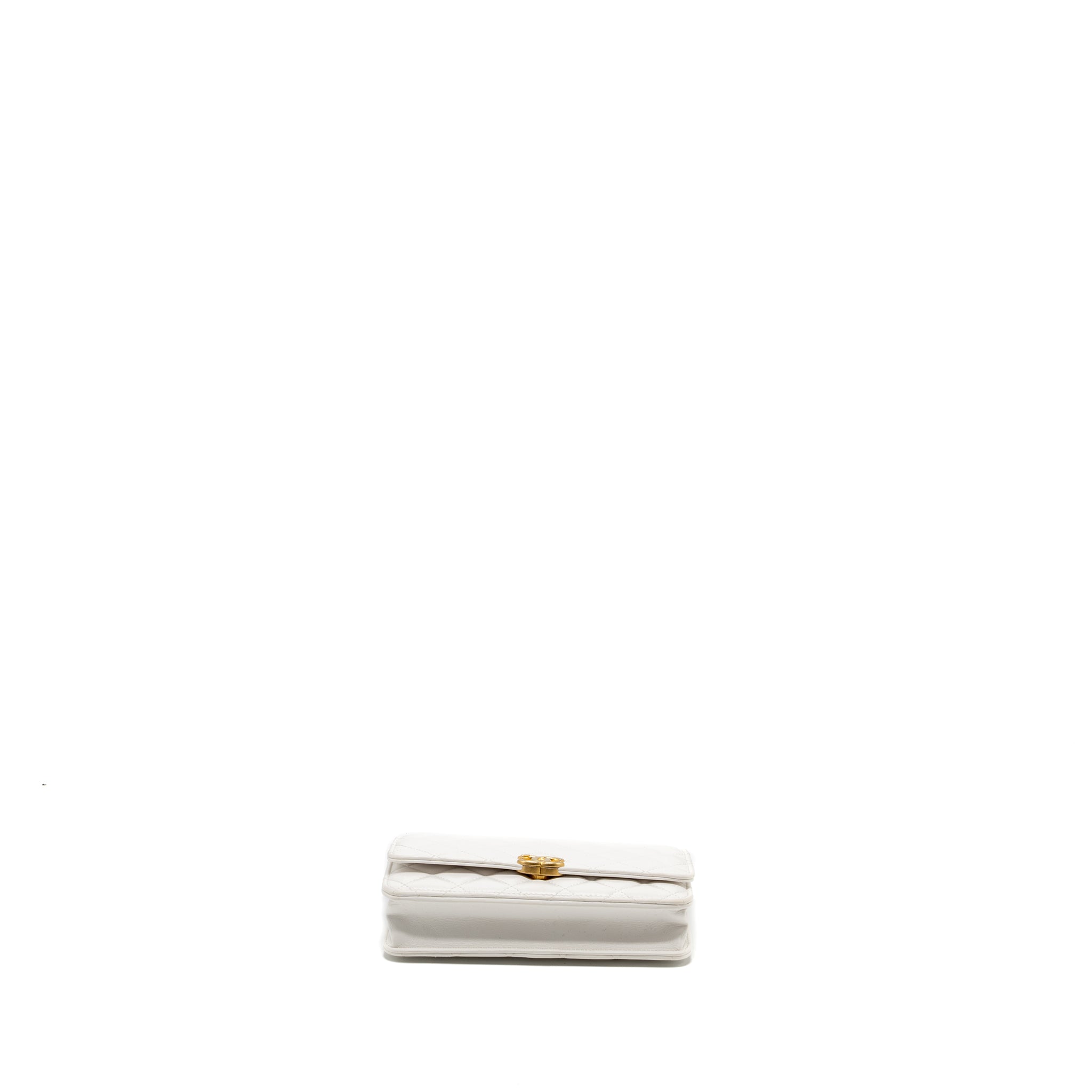 CHANEL GIANT CHAIN CLASSIC WALLET ON CHAIN LAMBSKIN WHITE MULTICOLOUR HARDWARE (MICROCHIP)